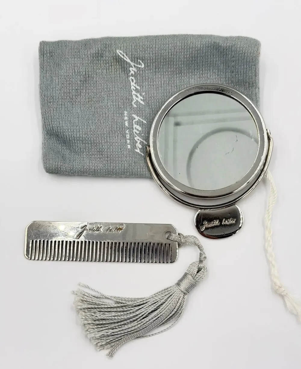 Judith Leiber Vintage Travel Reversible Compact Mirror & Tassel Comb Set